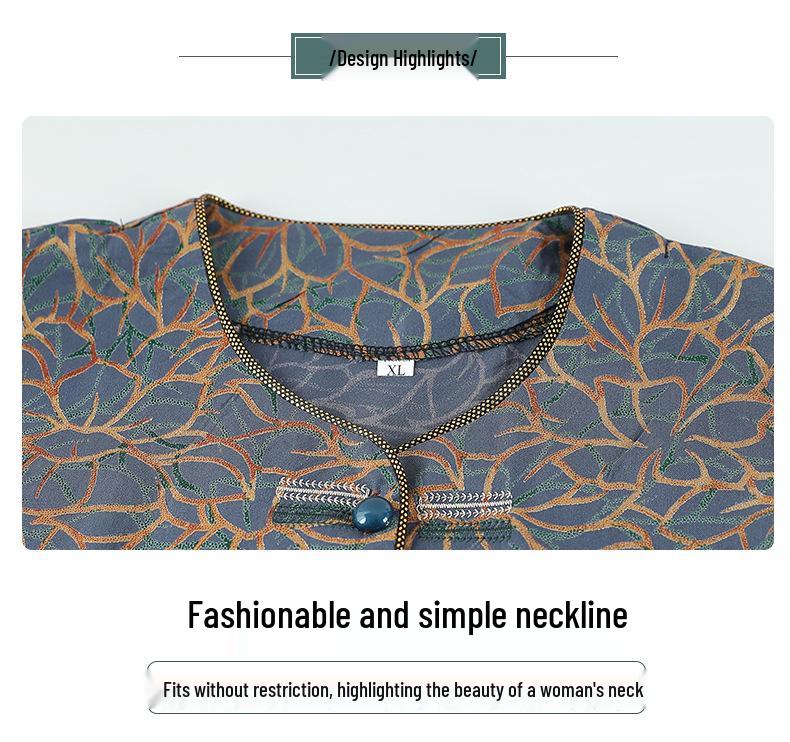 Mid-Sleeve Summer Shirts for Middle-Aged and Elderly Women, Grandma Style Home Wear Set