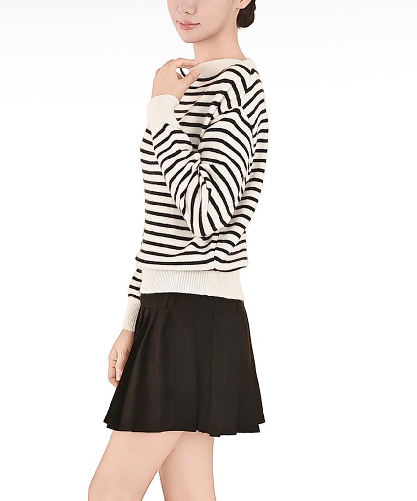 Keulleiseu Striped Boat Neck Knit_Ivory