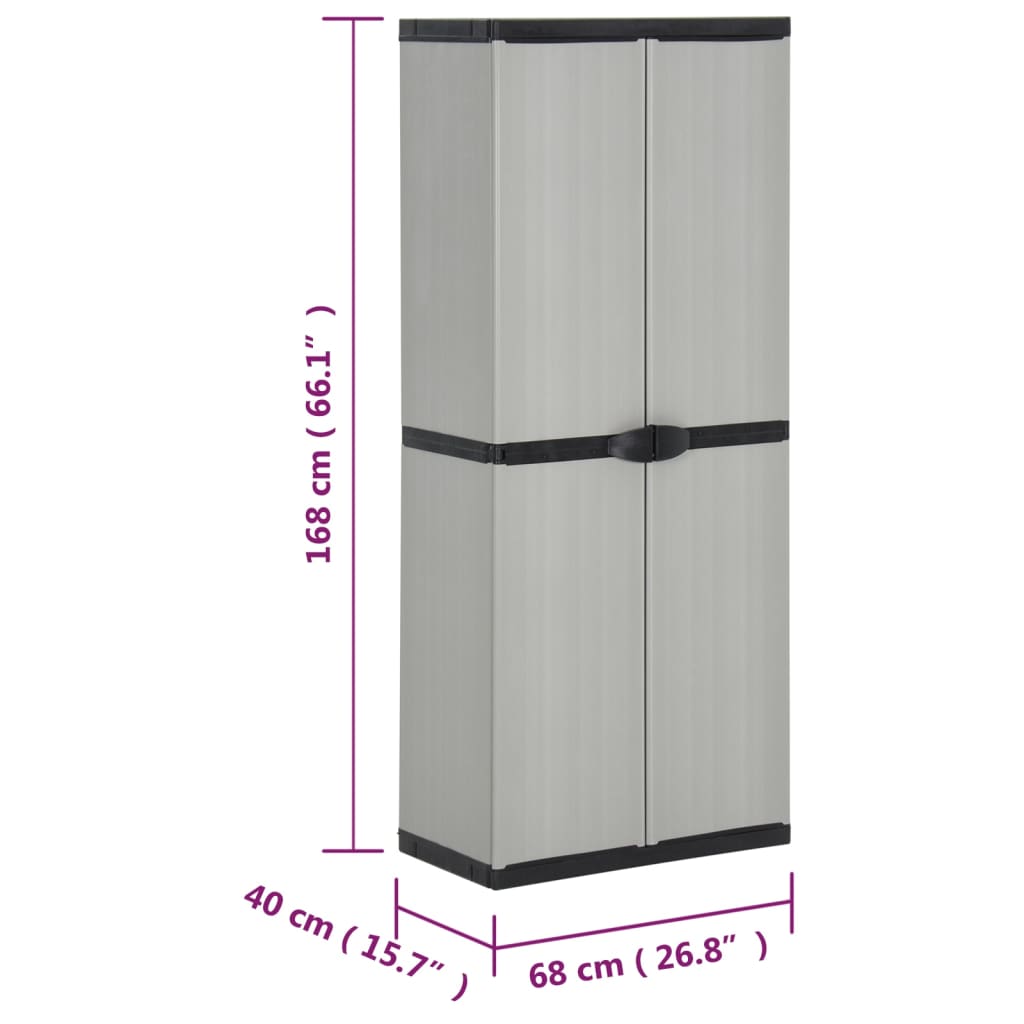 Garden Storage Cabinet with 3 Shelves Gray & Black 68 x 40 x 168 cm
