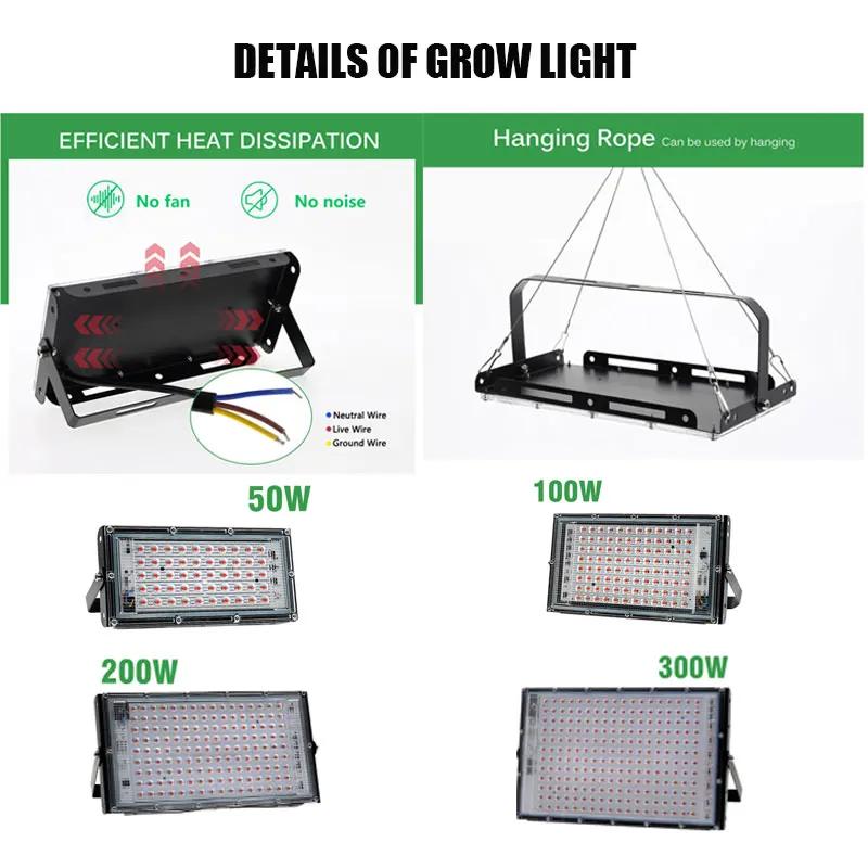 50W 100W 200W 300W Phyto Lamp 220V Full Spectrum Light Uv Plant Led Grow Light For Greenhouse Hydroponic Flowers Seeds Phytolamp