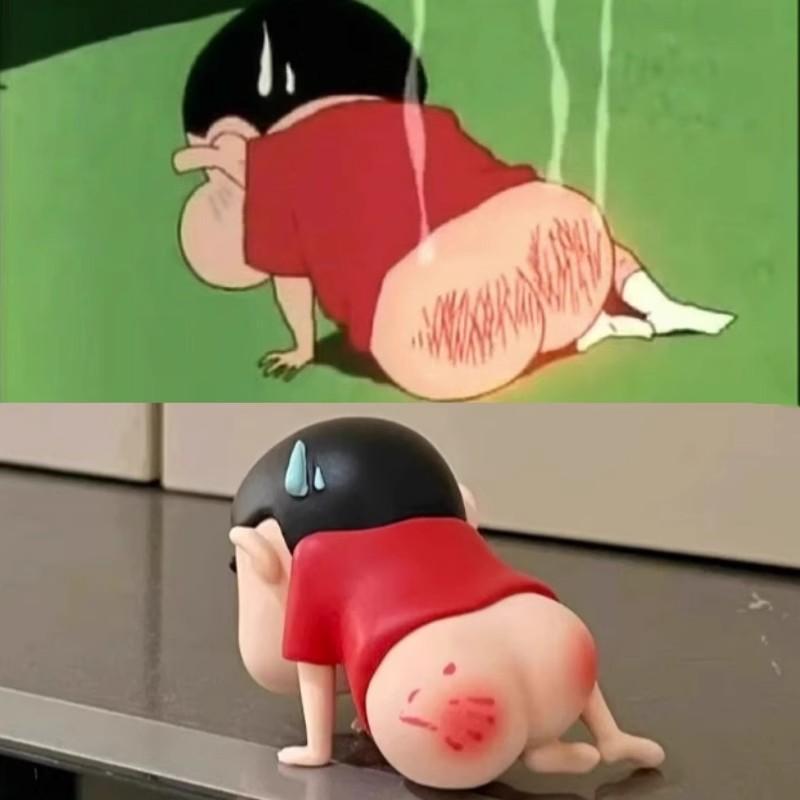 Anime Crayon Shin Chan Swollen Buttocks Figurine Pvc Model Doll Desktop Decorations Fans Gift