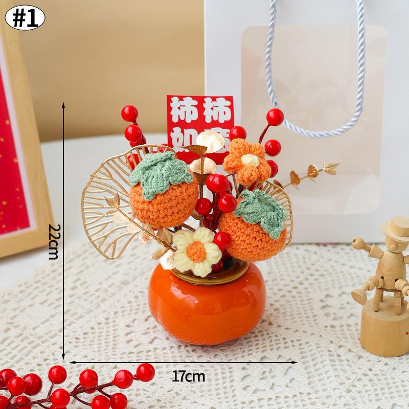 2026 Chinese Wealth Fruit Pot Decoration Chinese New Year Desktop Ornament Spring Festival Gift Decor Blessing Flower Bucket