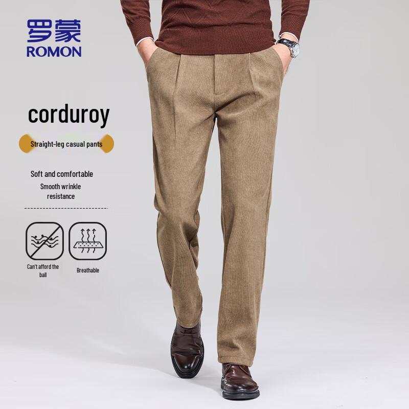 

Romon Men s Thickened Warm Straight-Leg Corduroy Casual Pants 35