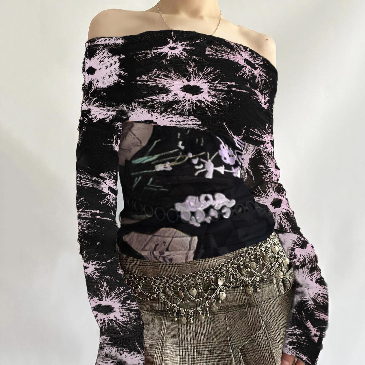 

Повседневная женская модная футболка с одним плечевым ремнем, с косым плечом, персонализированная, облегающего кроя, пикантная, с длинным рукавом L