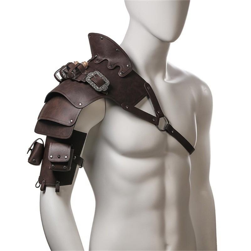 Vikinges Faux Leather Single Pauldron Shoulder Armour,Medieval Knight Shoulder Armour for LARP/Cosplay