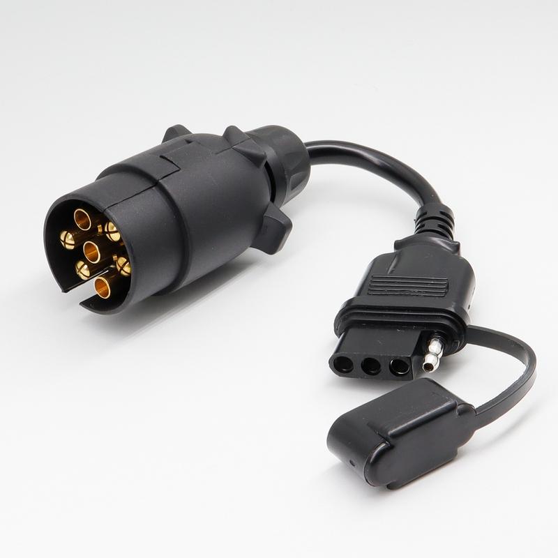 EU To US Trailer Light Converter 7 Pin Round Adapter European Trailer To 4 Pin Flat Socket American Vehicle Tow Hitch Wire Plug