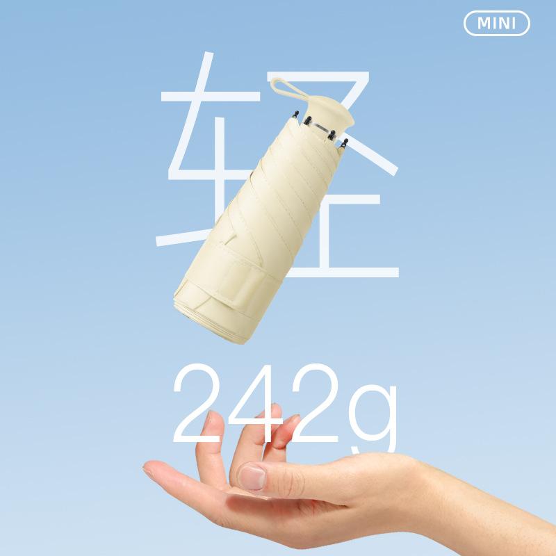 Mini Lightweight Vinyl Retractable Handle 50% Umbrella Sunscreen Uv Protection Weather And Rain Pocket Gift Capsule Umbrella