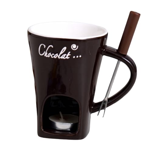 

130ML European Candle Cup with Fork Cheese Chocolate Melting Ceramic Mug Heating Food Ceramic Mug Creative Coffee Mug Tableware 101-200ml коричневый