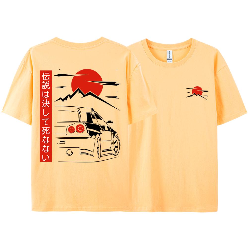Japonský styl Auta JDM Kultura GTR Závodní Trička Muži Ženy Street Wear Originální Design Oversized 100% Bavlna Párové Topy Trička