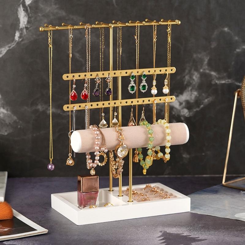 Adjustable Jewelry Stand Multifunctional Jewelry Display Holder Necklace Display Stand Rings Holder Suitable for Desktop