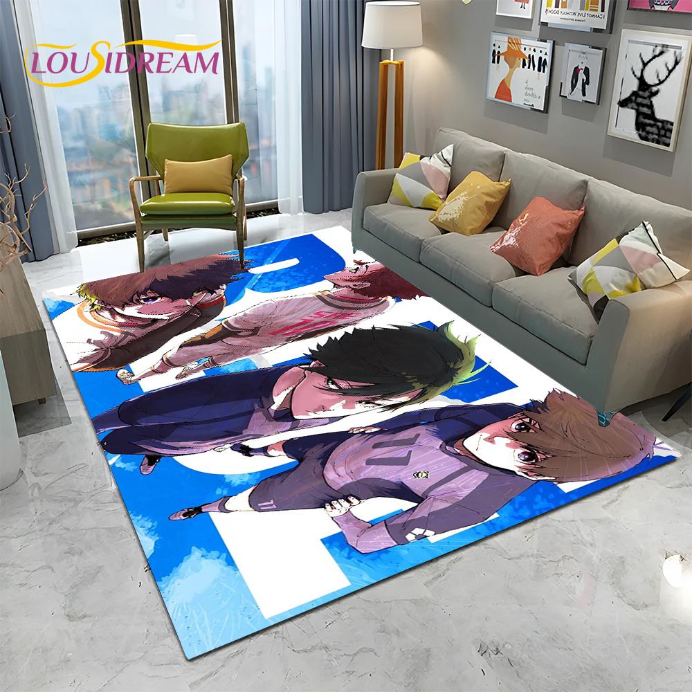 Teppich mit Cartoon-Motiv, blaues Schloss, Fußball, Anime, für Zuhause, Wohnzimmer, Schlafzimmer, Sofa, Fußmatte, Dekoration, Kinderspielbereich, rutschfeste Bodenmatte