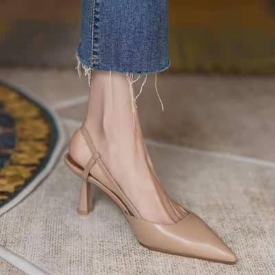 Heels for Women 2024 Women Slingback Pumps Vintage Pointed Toe Summer Fashion Women's Sandals Stilettos Lady High Heels