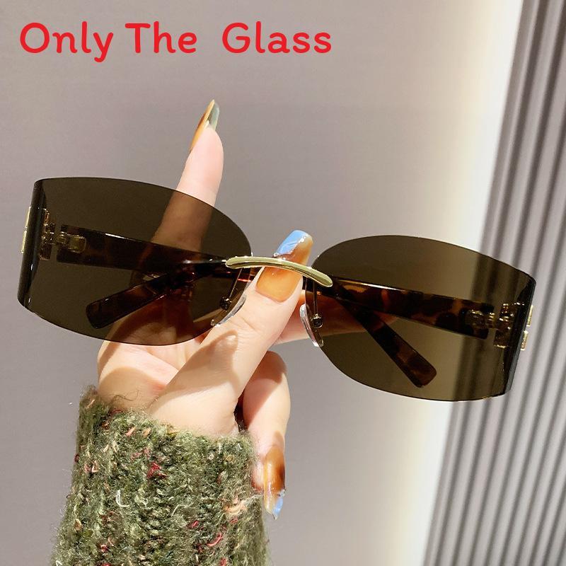 New Fashion Female Square Rimless Sunglasses With Uv400 Protection For Travel And Parties