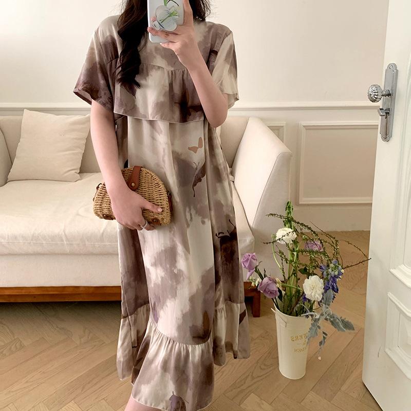 Plus Size Womens Nightgowns New Cotton Silk Nightdress Summer Casual Loose Sleepshirt Comfortable Lounge Wear