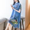 2026 Miyake Europe Fashion Temperament Pleated Print Chinese Style Dress New Loose Large Size Retro Dress