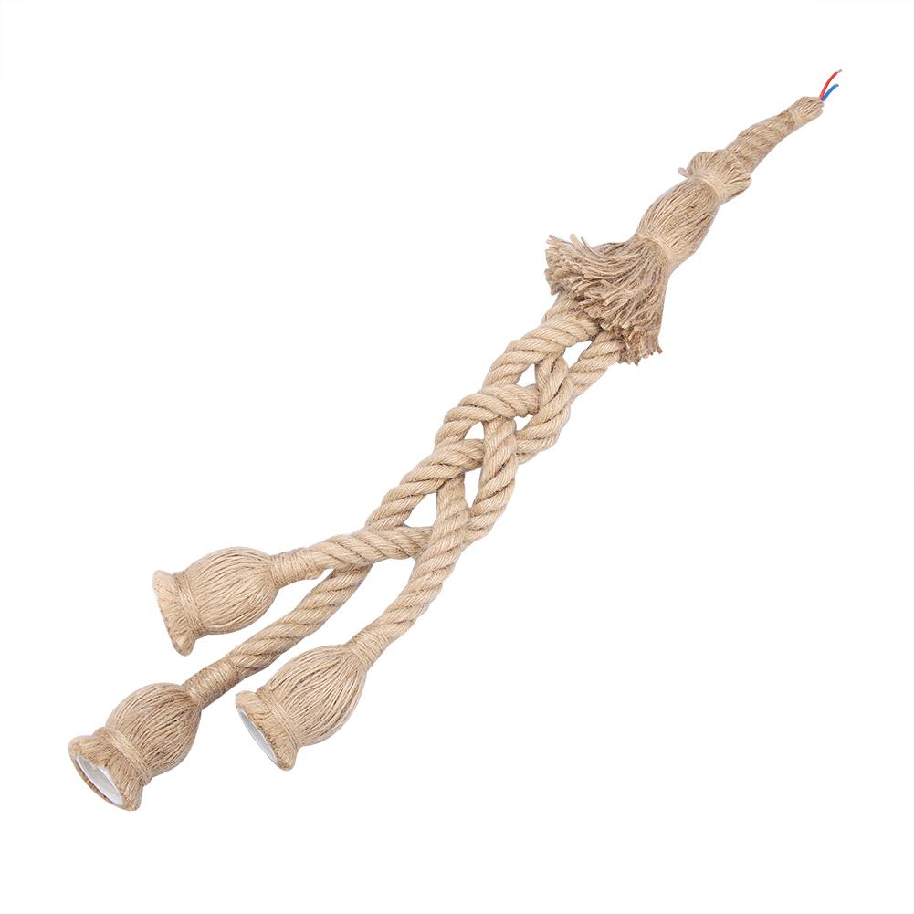 0.5m E27 Vintage Hemp Rope Ceiling Light Base Pendant Lamp Bulb Holder 85-265V (3*holder)