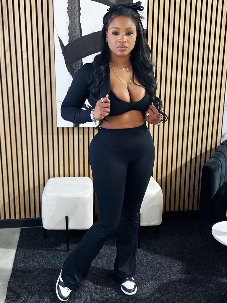 TW492 Stilvolles Dreiteiler-Set für Damen: Einfarbiges Sexy Cropped Lässiger Sportanzug
