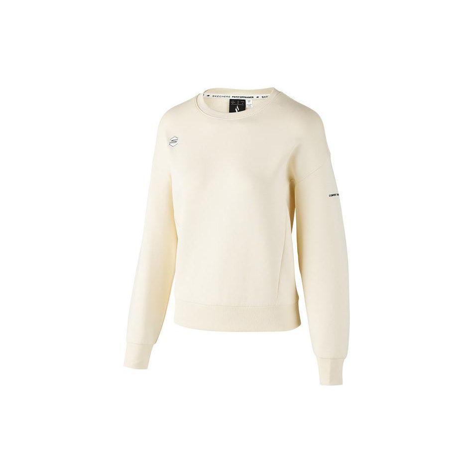 Skechers Solid Color Round Neck Pullover Knit Sweatshirt Women sweatshirt Lotus-White P124W004-02SB M