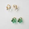 [2way] Glass flower surgical hoop earring (2color)