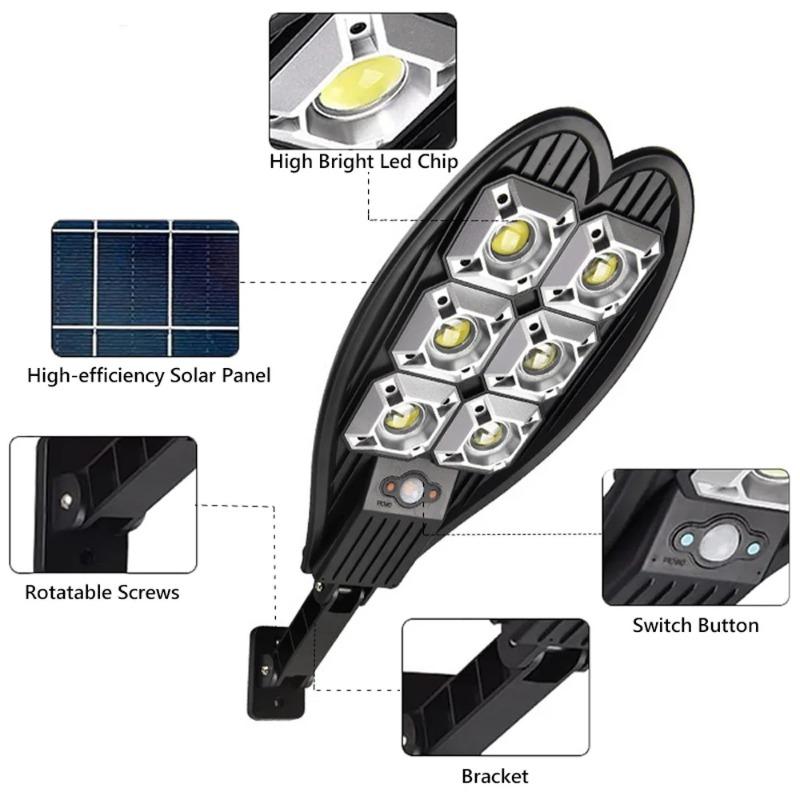 2000LM Solar Street Light IP65 Waterproof Remote Control PIR Motion Sensor Solar Lamps 3 Modes Outdoor Garden Yard Wall Light