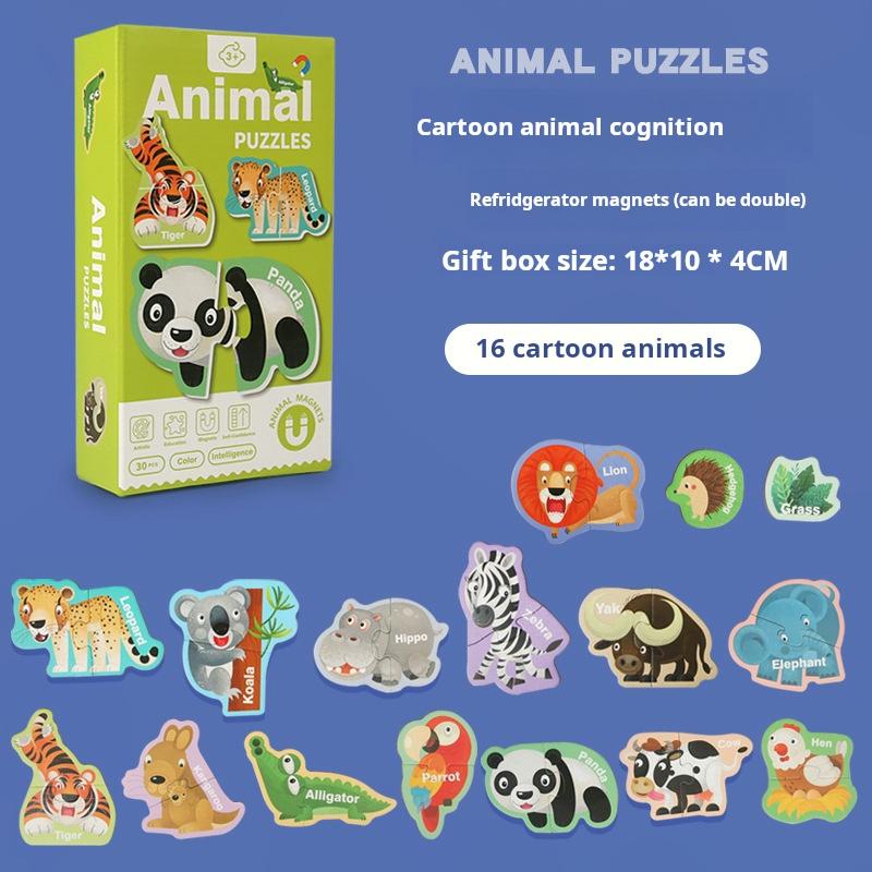 Non-Toxic Kids Paper Magnetic Paste Lowercase Letters Animal Puzzle Puzzle Fun Training Color Abnormity Sticker Game For Gifts