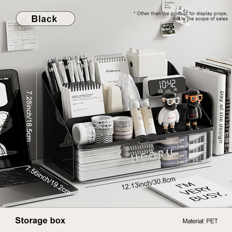 Desk organizer, student stationery drawer, home and office organizer with pen holder, multi-purpose storage box