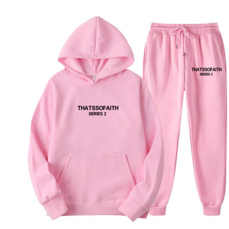 Independent Station Europe and the United States popular women's clothing letter printing hooded sweater fashion casual hair grabbing trousers set