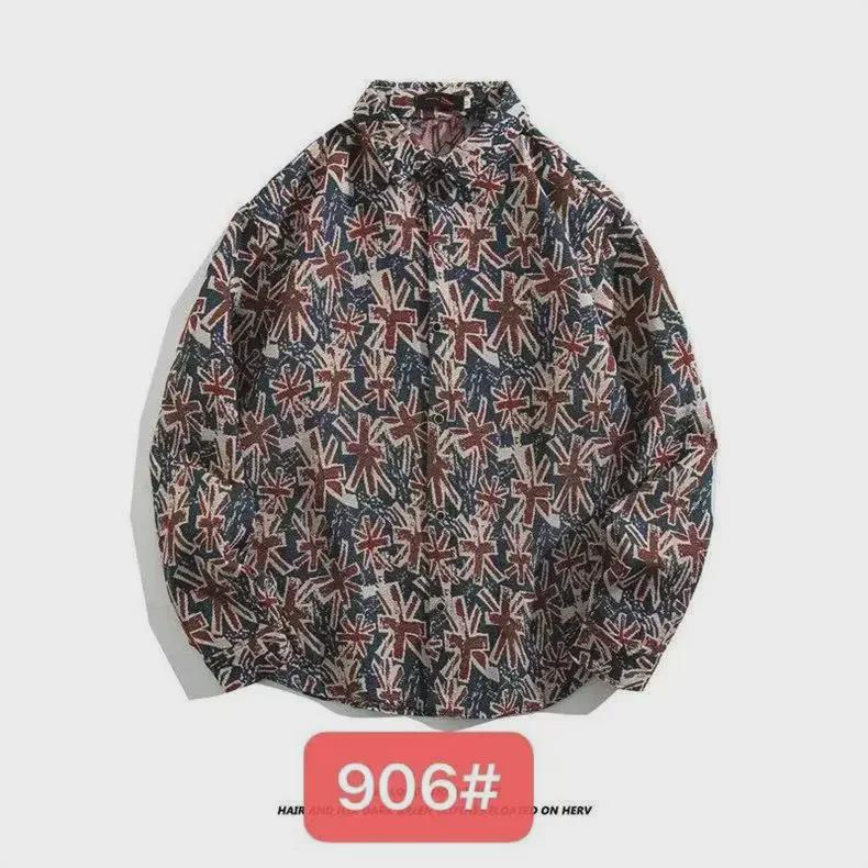 Vintage Baroque Retro Ethnic Embroidered Long-Sleeve Loose Men's Jacket for Spring and Fall