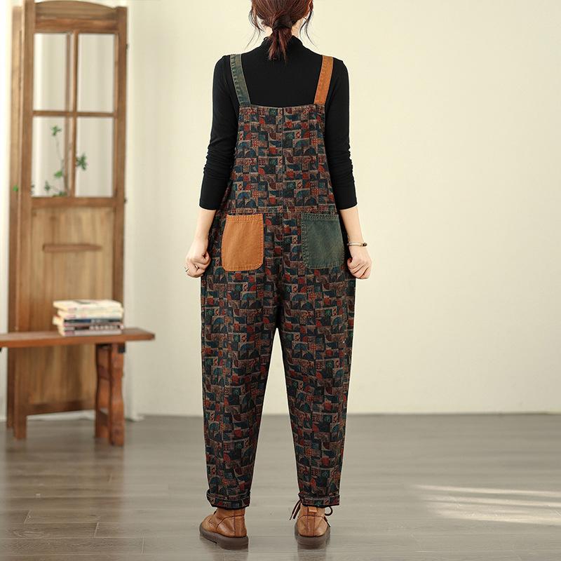 Versatile Plus Size Denim Overalls: Stylish, All-Season, Printed Casual Wear