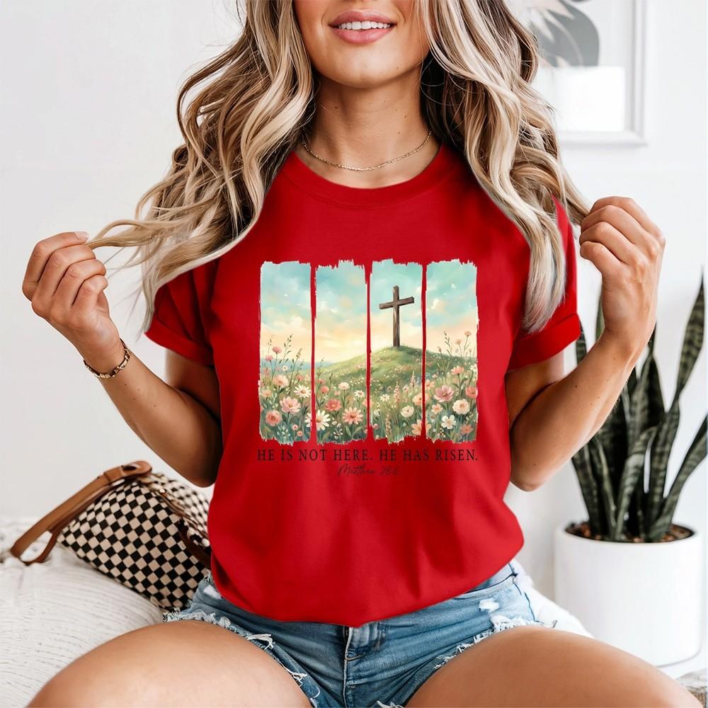 Unisexs Easter Christian Tshirt He Is Risen Religious Jesus Lover Gift