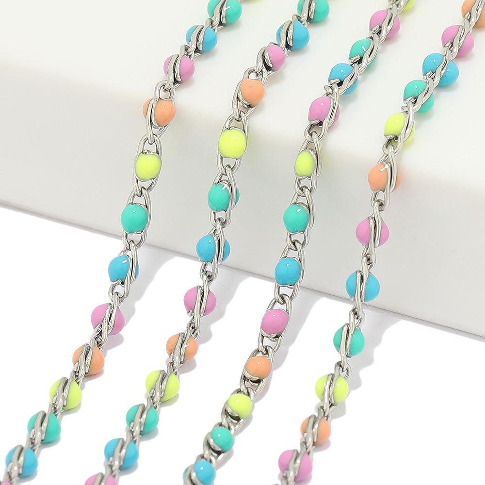 

Цепочка из нержавеющей стали с цветной эмалью и бусинами-свастиками для самостоятельного изготовления браслетов и ожерелий