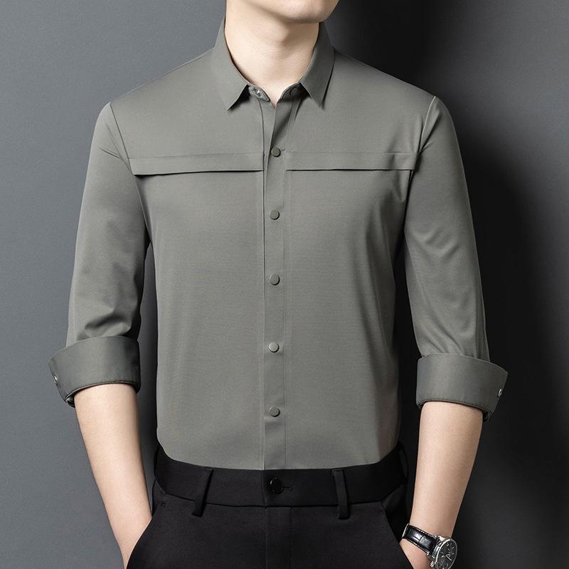 Spring and Autumn Men's Casual Shirt Men's High-end Casual and Versatile High-end Commuter Shirt Men's Long Sleeve Daddy Outfit