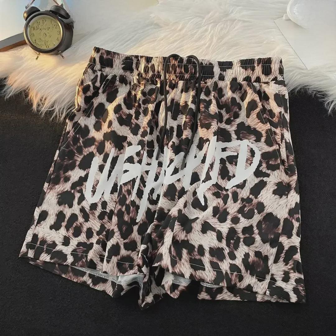 

Трендовые пляжные шорты Ice Silk с леопардовым принтом для мальчиков — красивые, свободные, универсальные, не требующие глажки, летний стиль XL цветной печати леопарда