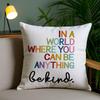 English Education Cushion Cover Plush Fabric DoubleSided Printed Invisible Zipper Sofa Pillow Case Home Bedroom Decor