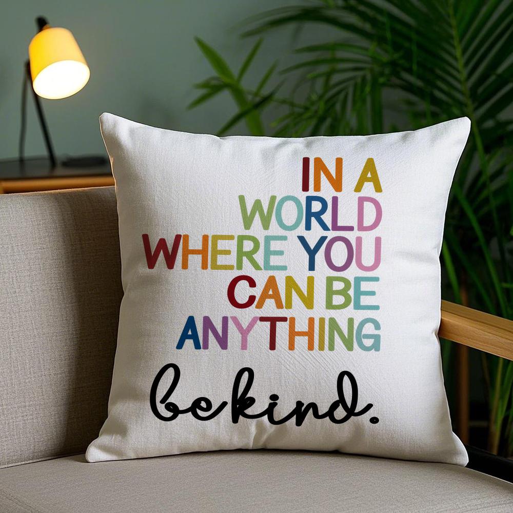 English Education Cushion Cover Plush Fabric DoubleSided Printed Invisible Zipper Sofa Pillow Case Home Bedroom Decor