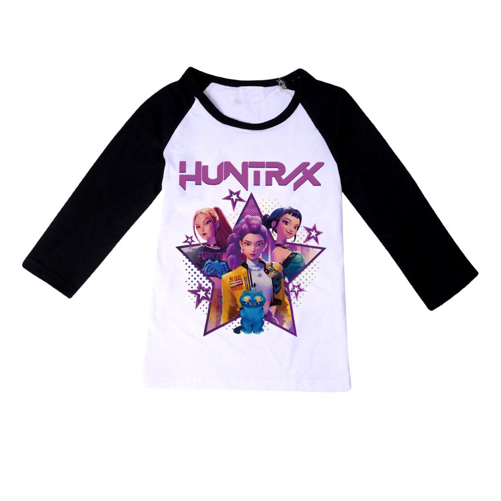 T-shirt KPop Demon Hunters Moda Bambini Cartone Animato Abbigliamento Casual Ragazze Ampia Comoda Girocollo Manica Lunga T-shirt