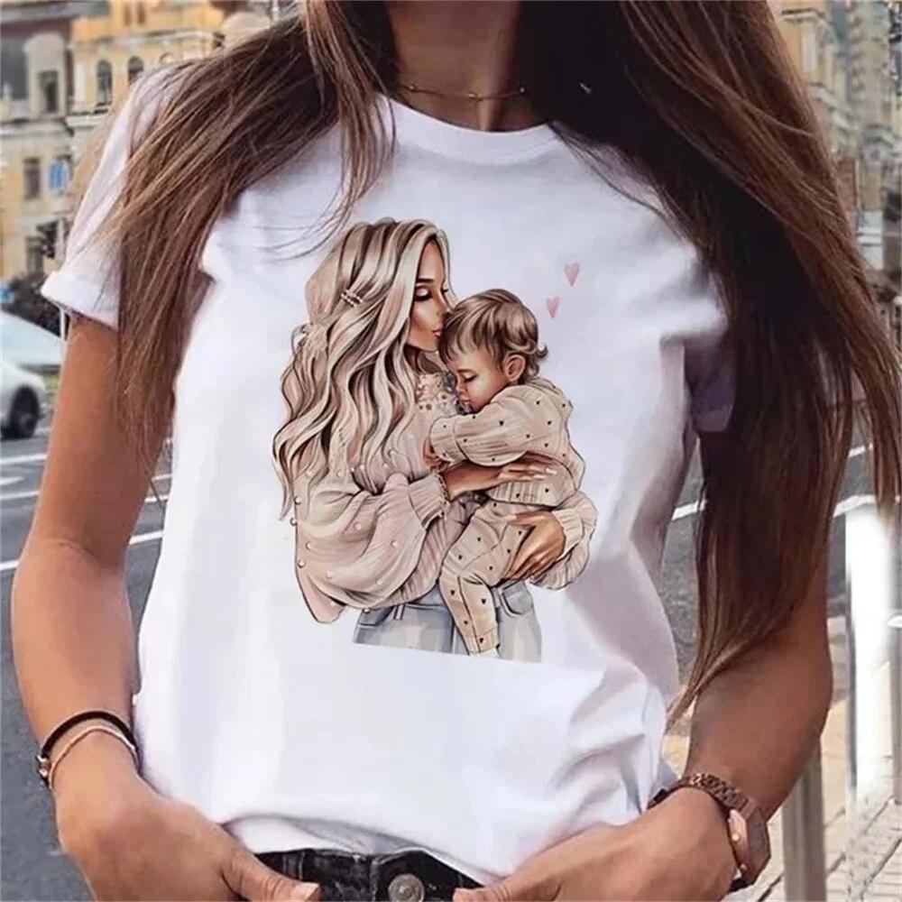 Women TShirt Funny Super Mom Digital 3D Print Fashion Versatile Trend Thin Light Daily Wear Harajuku Short Sleeve Leisure Summer