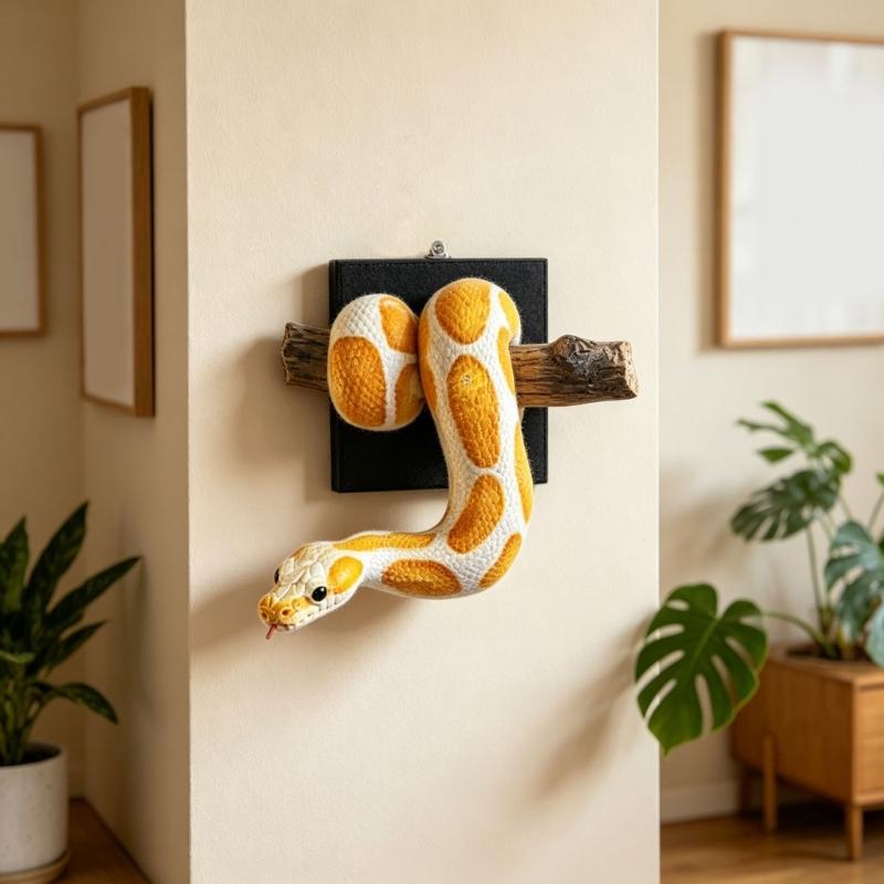 Gold Snake Wall Sculpture Shatterproof Resin Snake Figurine Wall Ornament For Living Room Bedroom Offices Decoration
