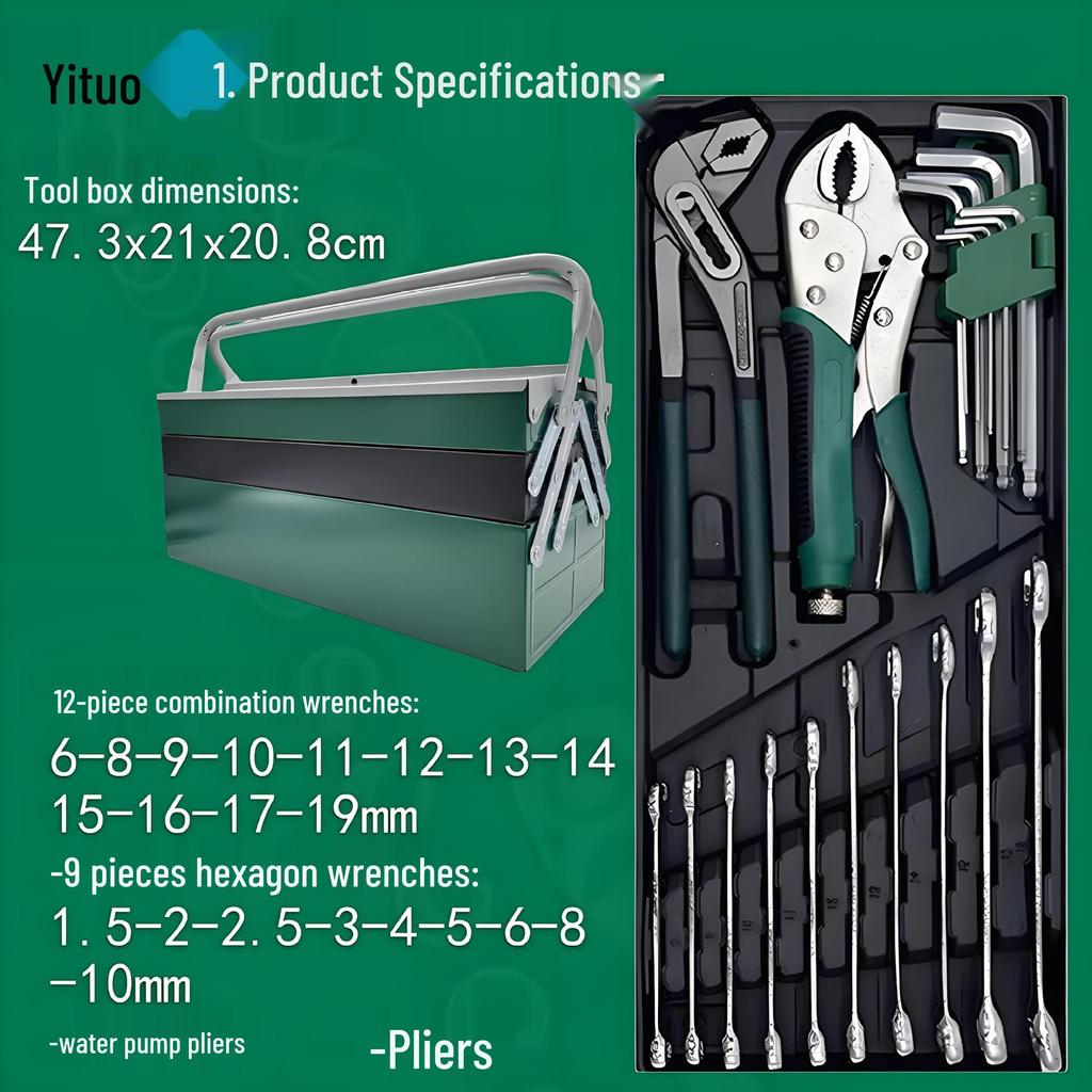 85-Piece Foldable Auto Repair Tool Set: 72-Tooth Ratchet, Socket Wrench, Multifunctional Toolbox for Car Repair