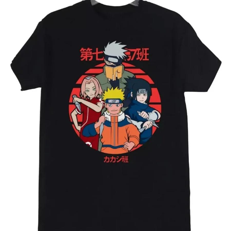Naruto Anime Short-sleeved T-shirt Men's 2025 Summer Uzumaki Naruto Uchiha Sasuke Cartoon Surrounding Clothes(2)