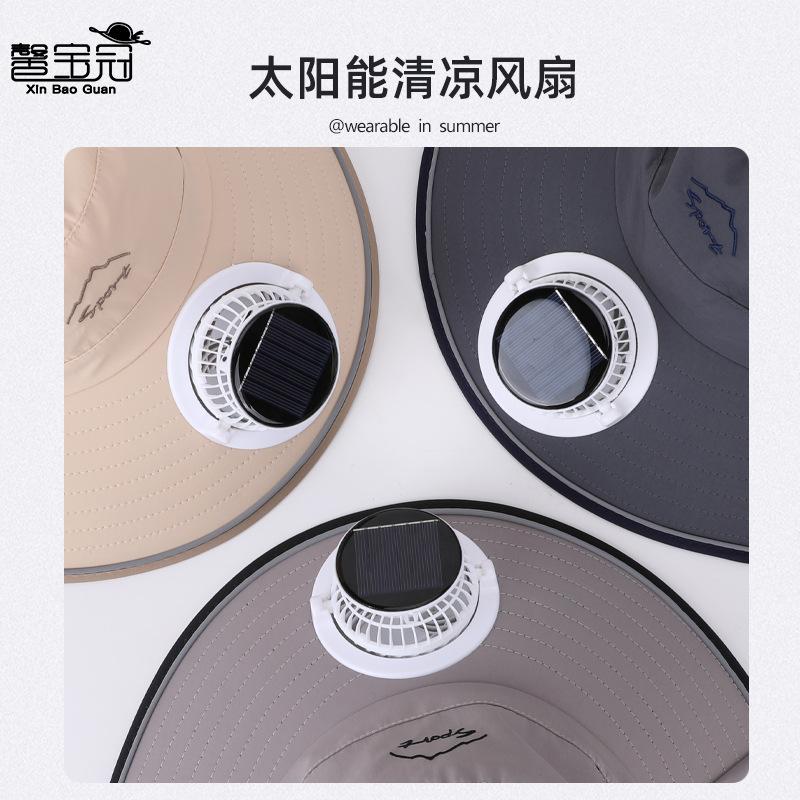 Chapéu infantil aba grande xale chapéu balde verão meninos e meninas chapéu de proteção solar para exterior chapéu de sol com ventilador solar