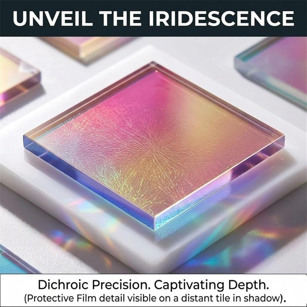 50Pcs Mini Radiant Acrylic Sheets Square Iridescent Acrylic Holographic Acrylic Home Decoration