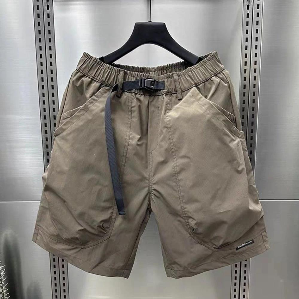 Herren Sommer Arbeitshose mit großer Tasche am Bund, dünn, locker, gerade, halblange Hose