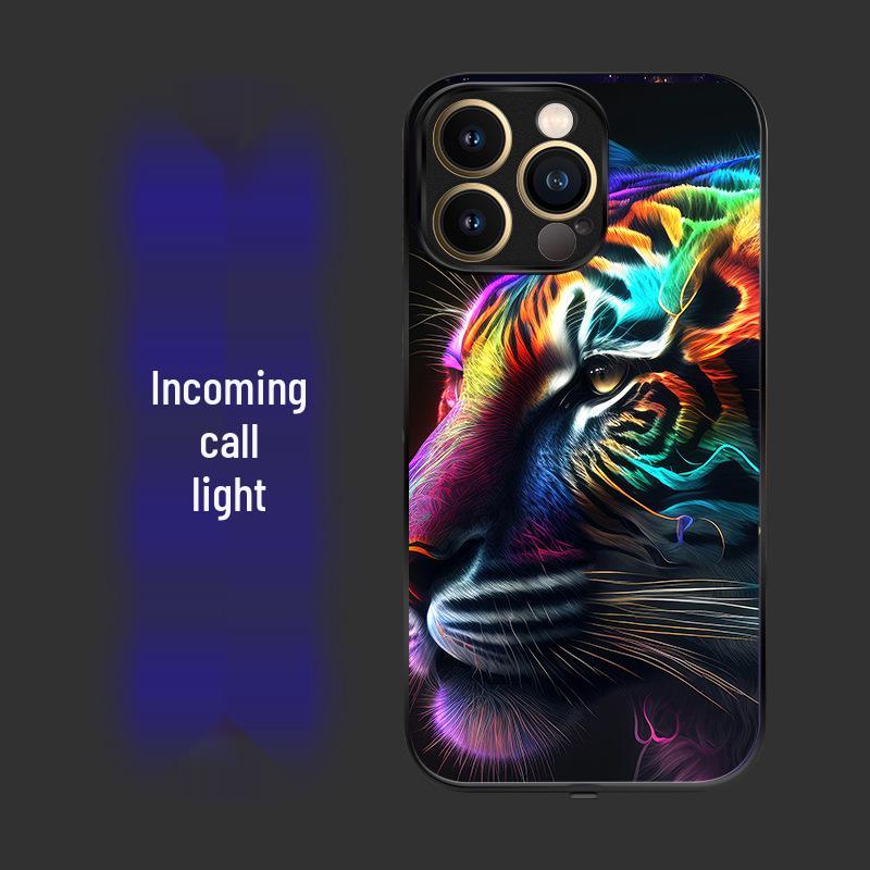 Leuchtende Anti-Rutsch-Handyhülle für iPhone 16 Pro Max & Huawei bei eingehendem Anruf - Soundaktiviert, Verschleißfest, Siebenfarbiger Schutz.