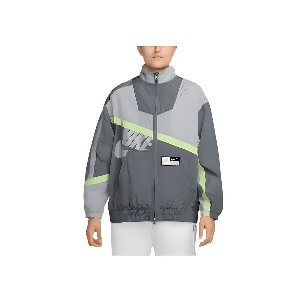 Nike Como W Nsw Street Wvn Logo Letra Cuello Mao Manga Larga Chaqueta Mujer Chaqueta Gris HJ0177-084