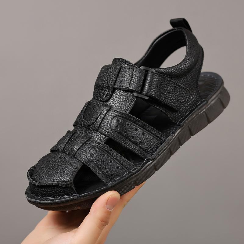 

Summer first layer cowhide men s bag head sandals leather breathable beach shoes men s casual shoes wear men s shoes leather shoes 38