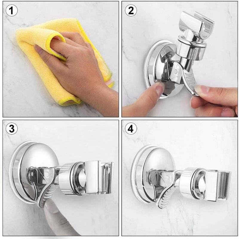 Stable Rotation Suction Cup Shower Holder Universal Adjustable Hand Holder Full Plating Shower Rail Head Holder Bathroom Bracket