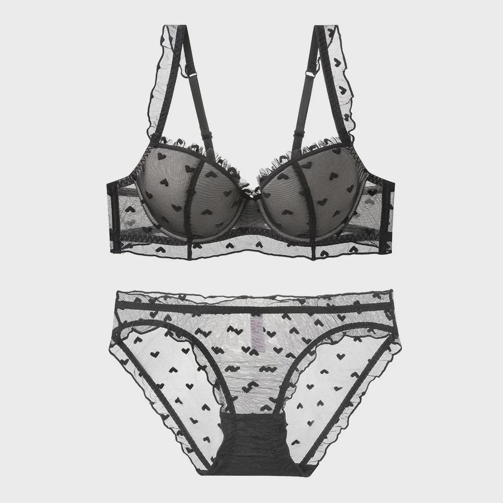Elegantes französisches Spitzen-Dessous-Set - Sexy Push-up-BH mit passendem Höschen
