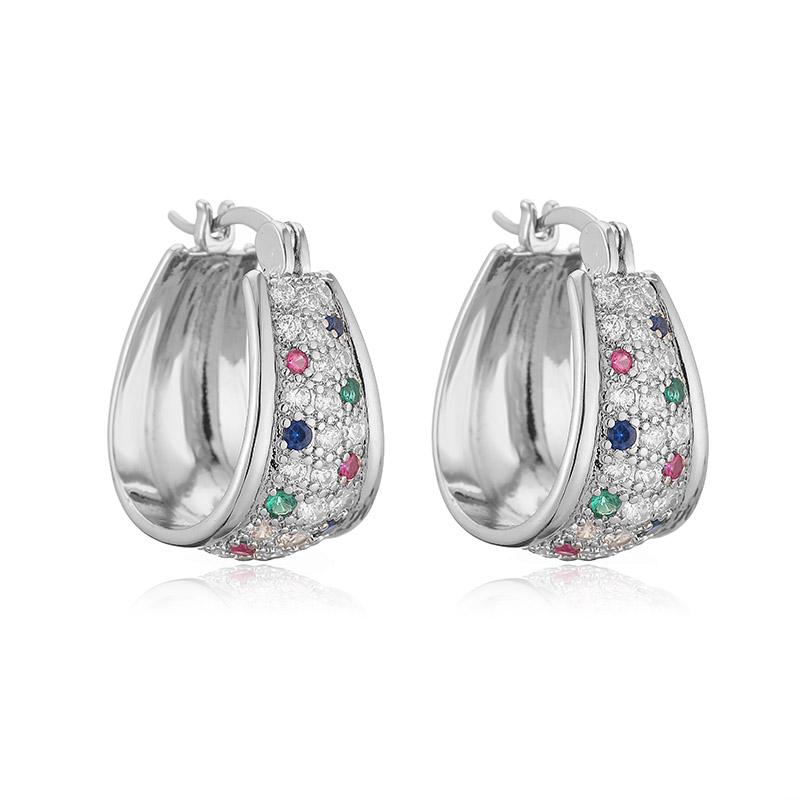 

HECHENG,Delicate Colorful Zirconia U Shape Earrings Simple Luxury Women s Party Jewellery Accessories 1 Pair Other