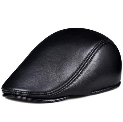 Men's Winter Lambskin Duckbill Hat with Ear Protection - Warm Cotton Beret for Middle-Aged and Elderly
